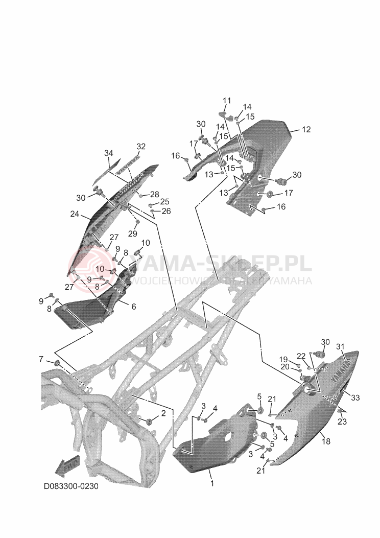 Schemat "Pokrywa boczna" do Yamaha TENERE 700