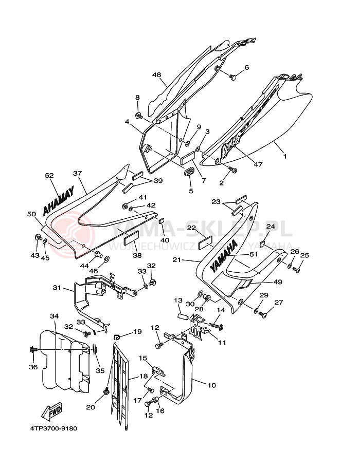 Schemat "Pokrywa boczna" do Yamaha DT230 DT230L