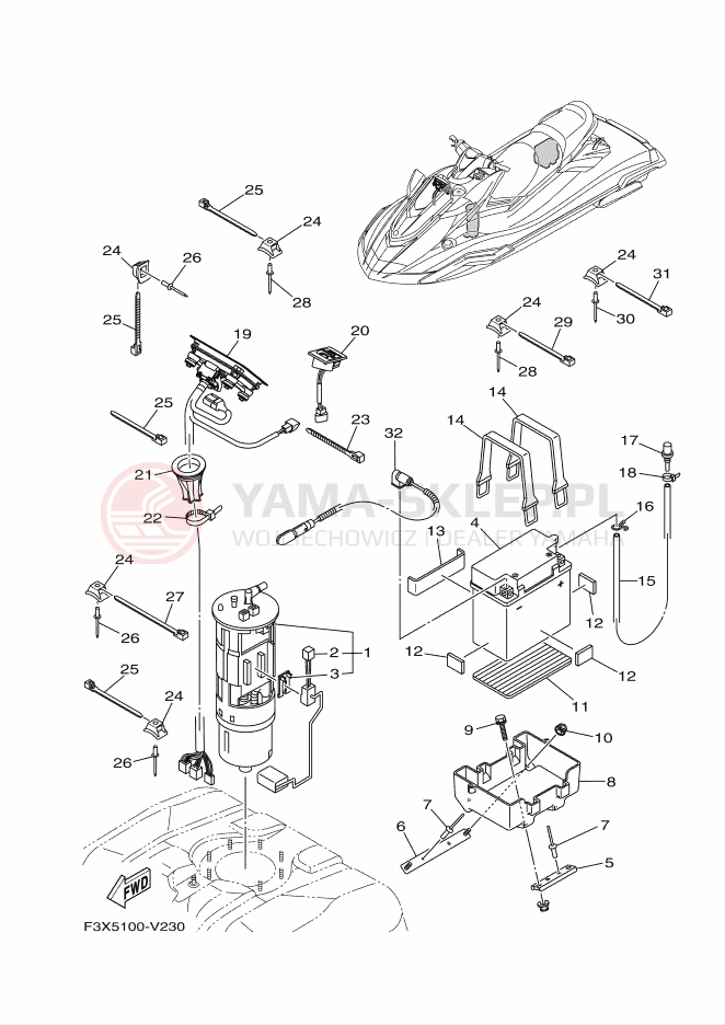 Schemat "układ elektryczny" do Yamaha FX SVHO