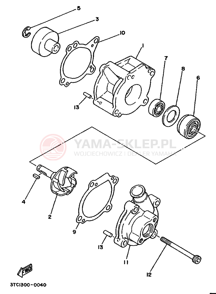 Schemat "Pompa wody" do Yamaha TZ250A