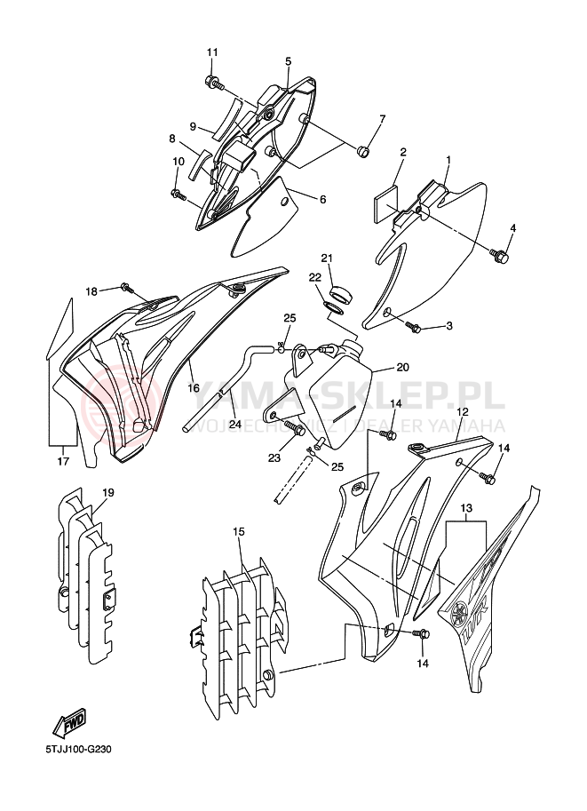 Schemat "Pokrywa boczna" do Yamaha WR450F