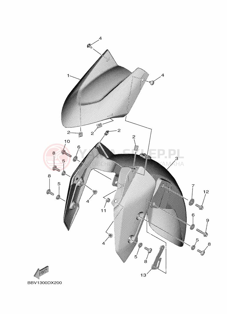 Schemat "błotnik" do Yamaha TMAX TECH MAX