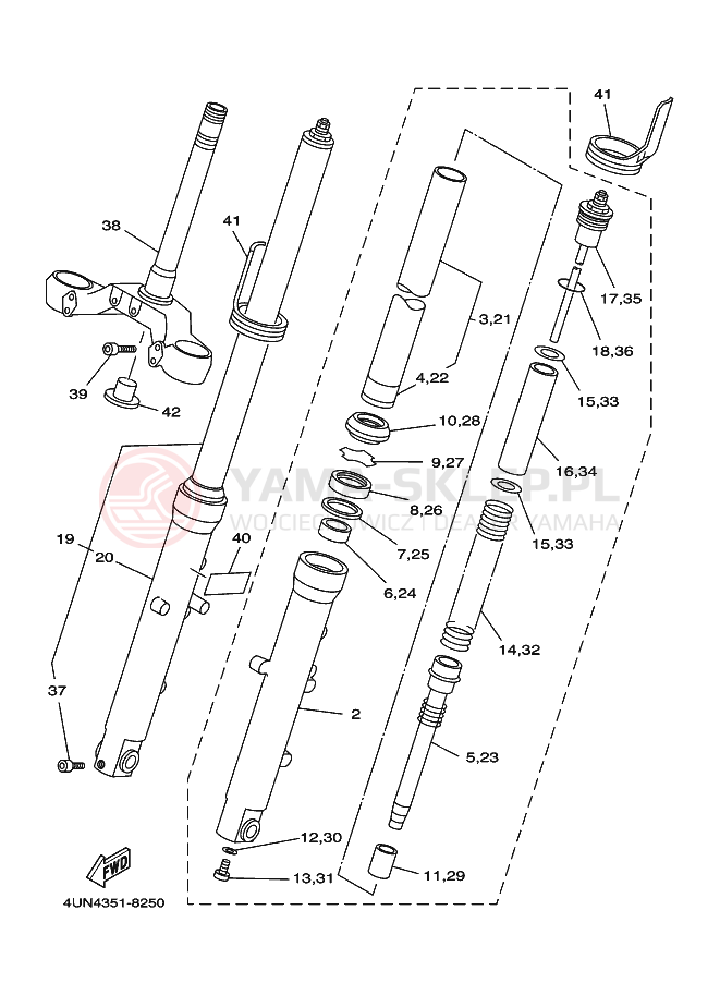 Schemat "Amortyzatory przód" do Yamaha TRX850