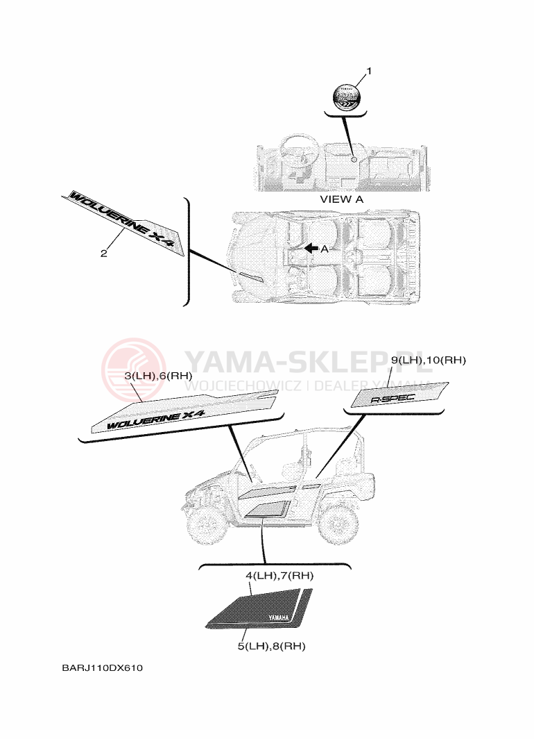 Schemat "Naklejki" do Yamaha YXF850E