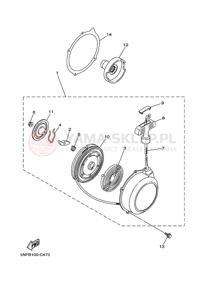 Schemat "Cięgno do odpalania" do Yamaha WARRIOR