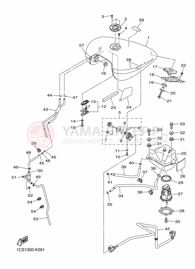 Schemat "zbiornik paliwa" do Yamaha XVS1300A