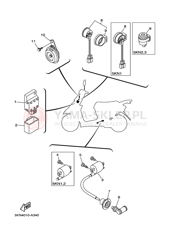 Schemat "układ elektryczny" do Yamaha CV50R