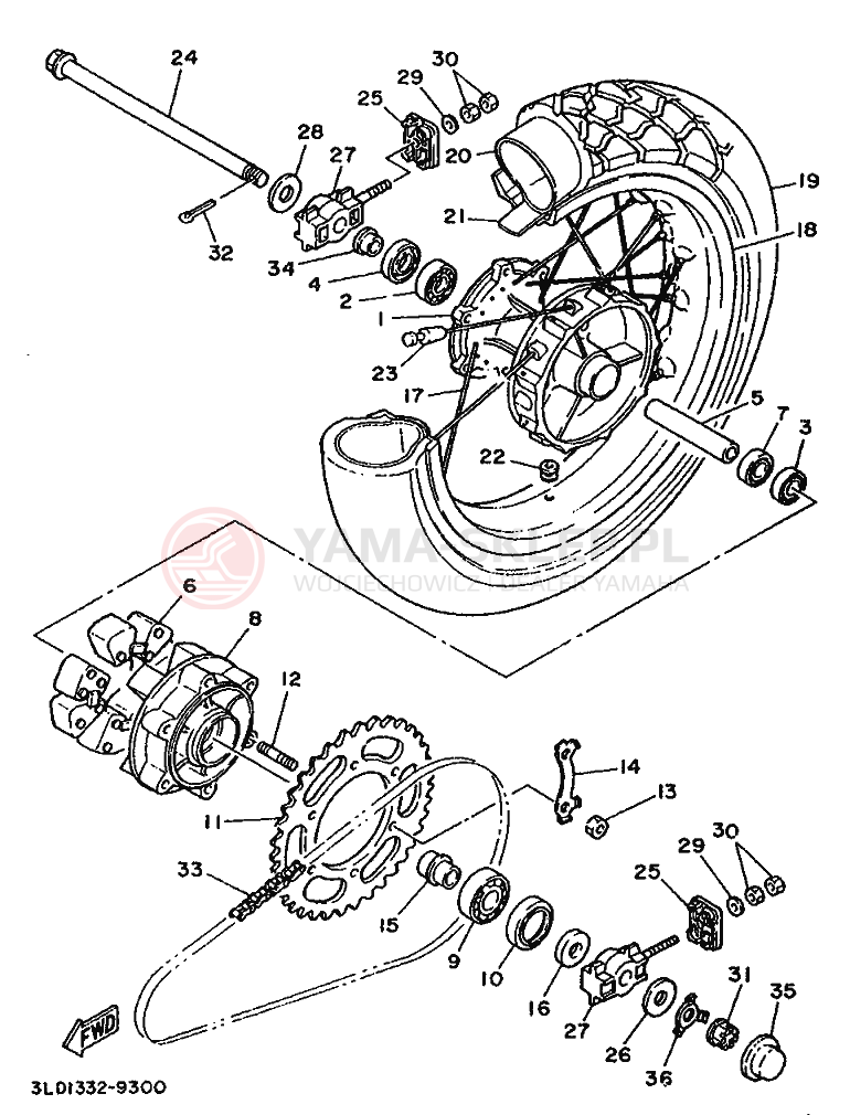 Schemat "Koło tył" do Yamaha XTZ750 SUPERTENERE