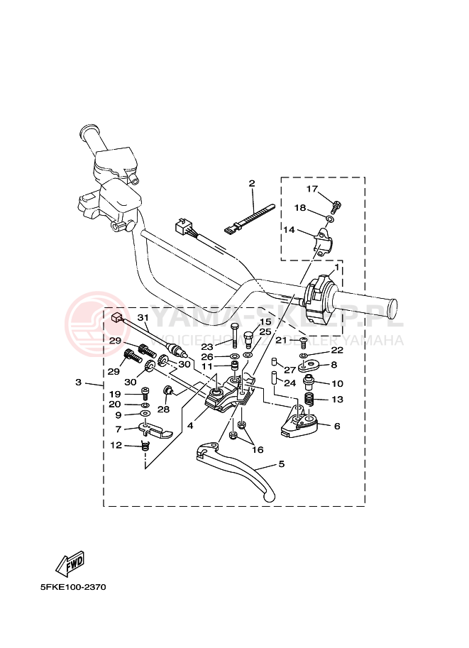 Schemat "Kierownica i osprzęt" do Yamaha BANSHEE