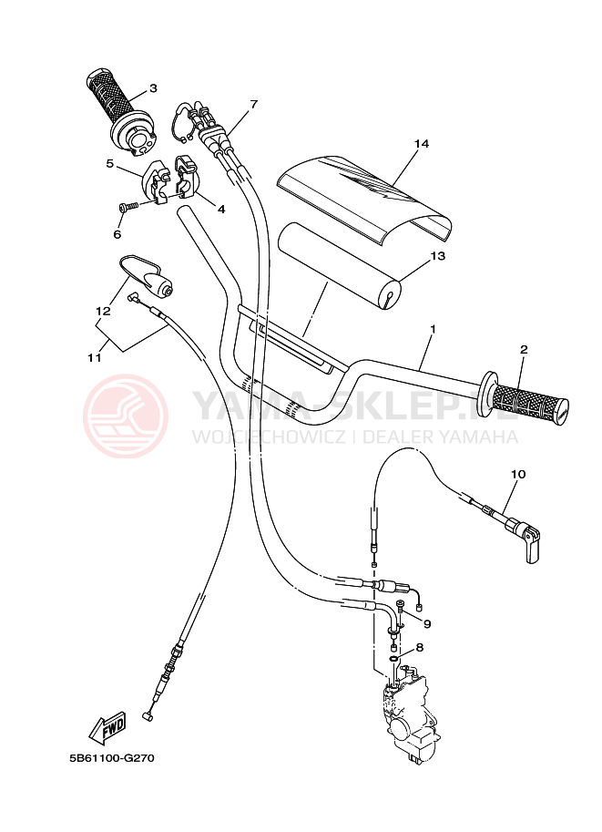 Schemat "Kierownica i osprzęt" do Yamaha TT-R110