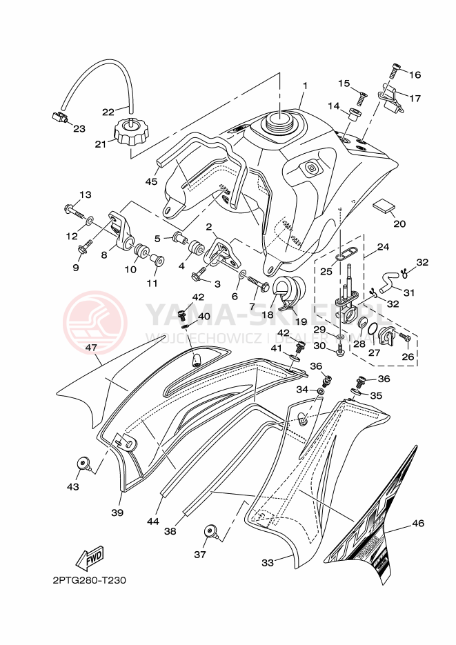Schemat "zbiornik paliwa" do Yamaha TT-R125LWE