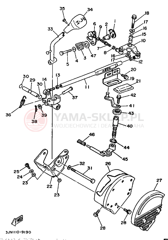 Schemat "Dźwignia zmiany napędu" do Yamaha PRO HAULER