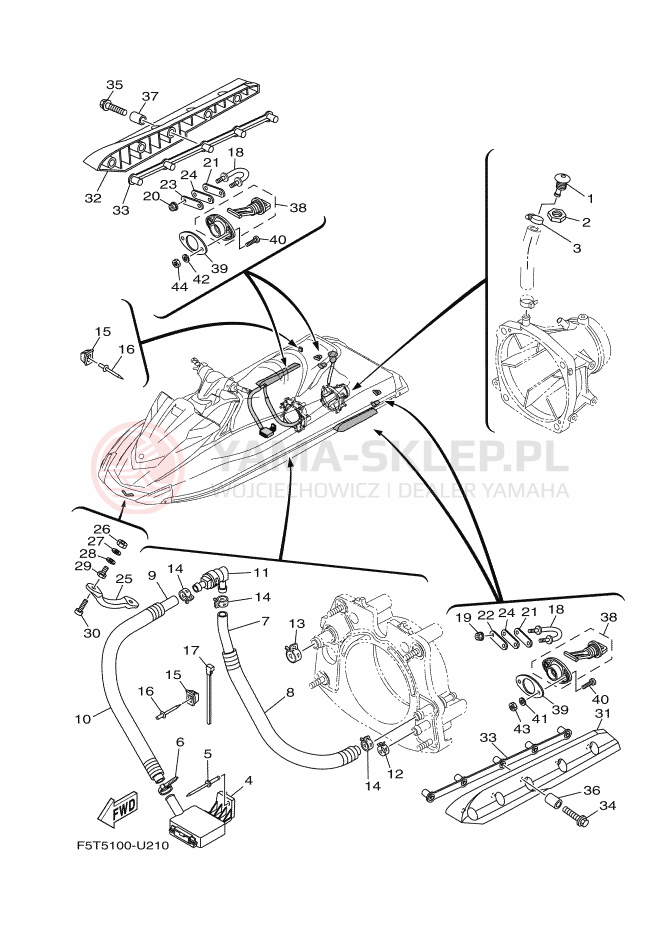Schemat "HULL & DECK" do Yamaha VX-C