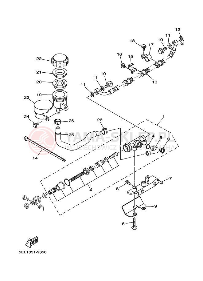 Schemat "Pompa hamulcowa tył" do Yamaha XVS1100 XVS11RC V STAR 1100