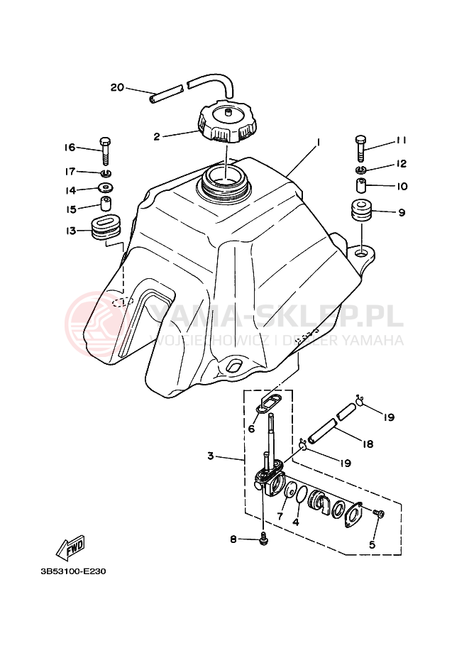 Schemat "zbiornik paliwa" do Yamaha BANSHEE