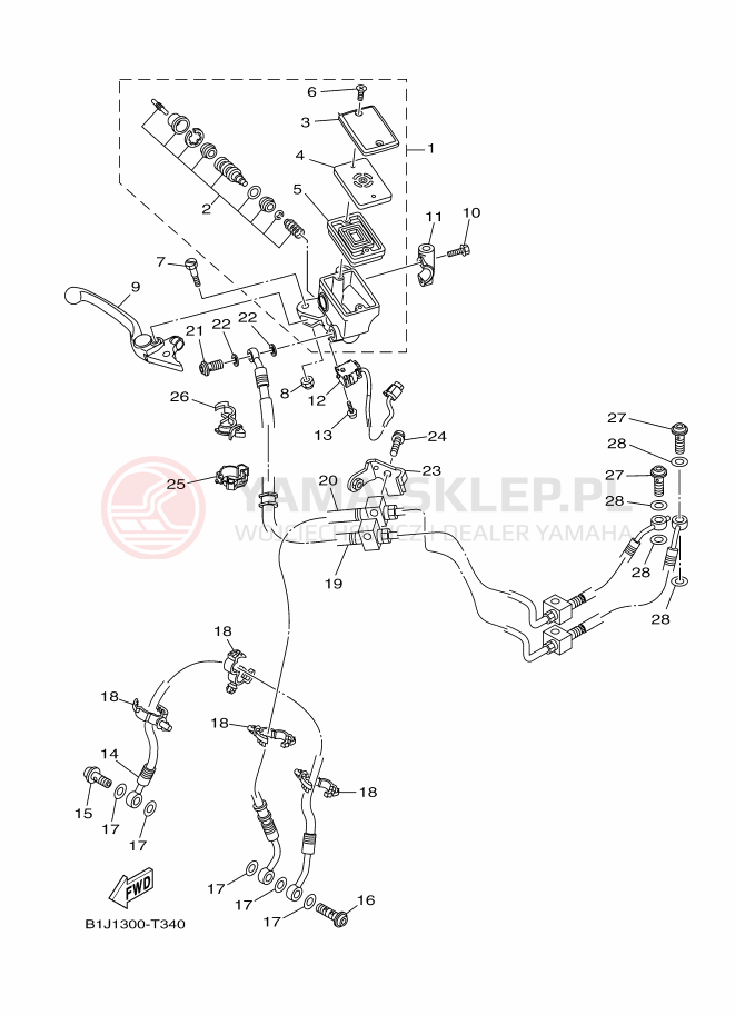 Schemat "Pompa hamulcowa przednia" do Yamaha TRACER 900 GT
