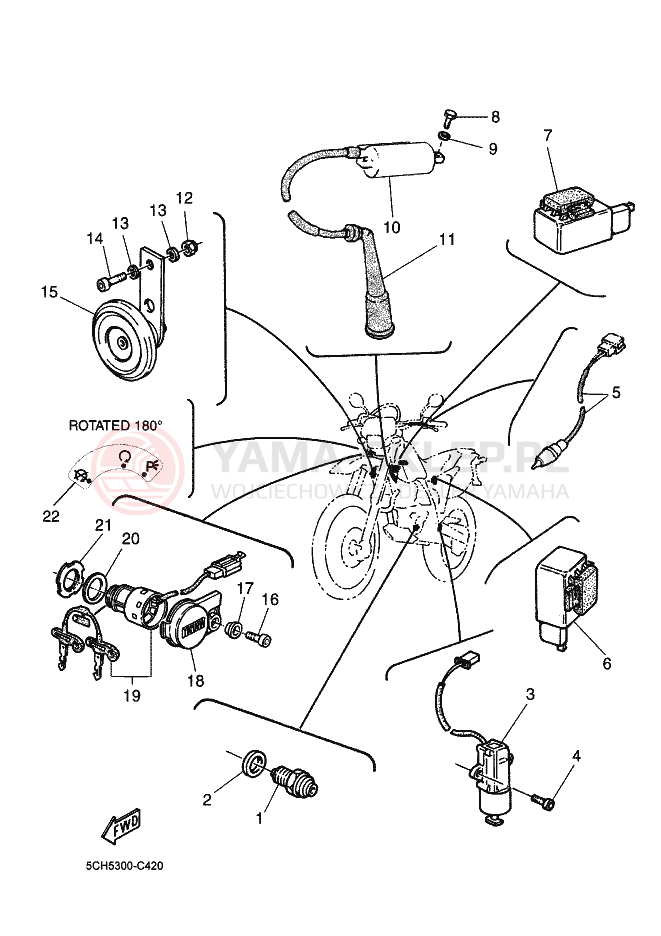 Schemat "układ elektryczny" do Yamaha TT600RE