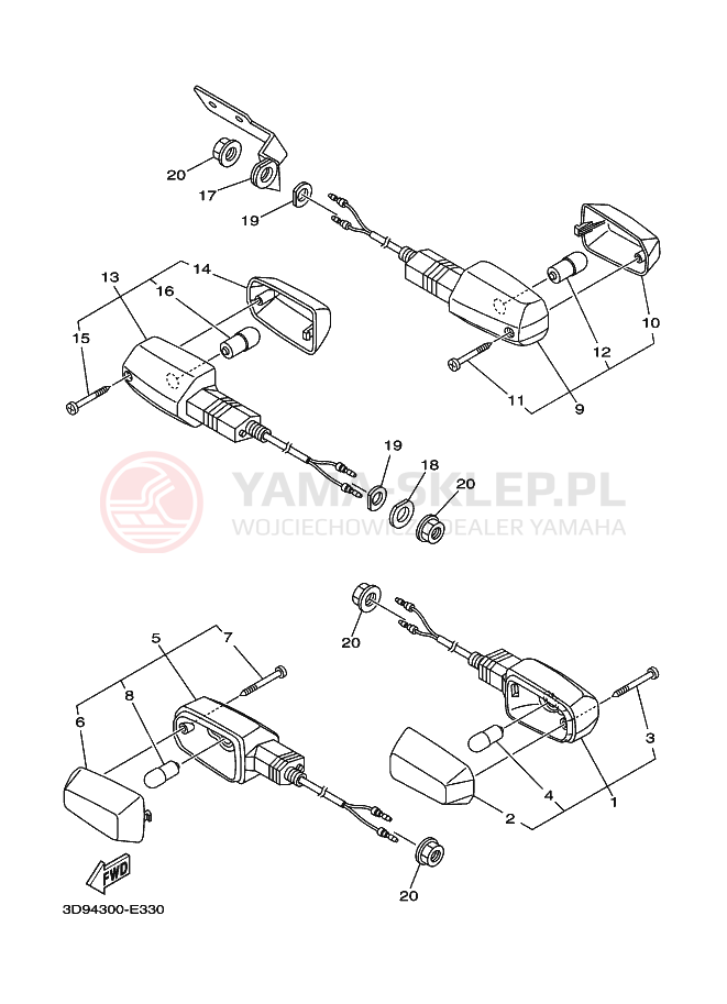 Schemat "kierunkowskazy" do Yamaha YBR125ED