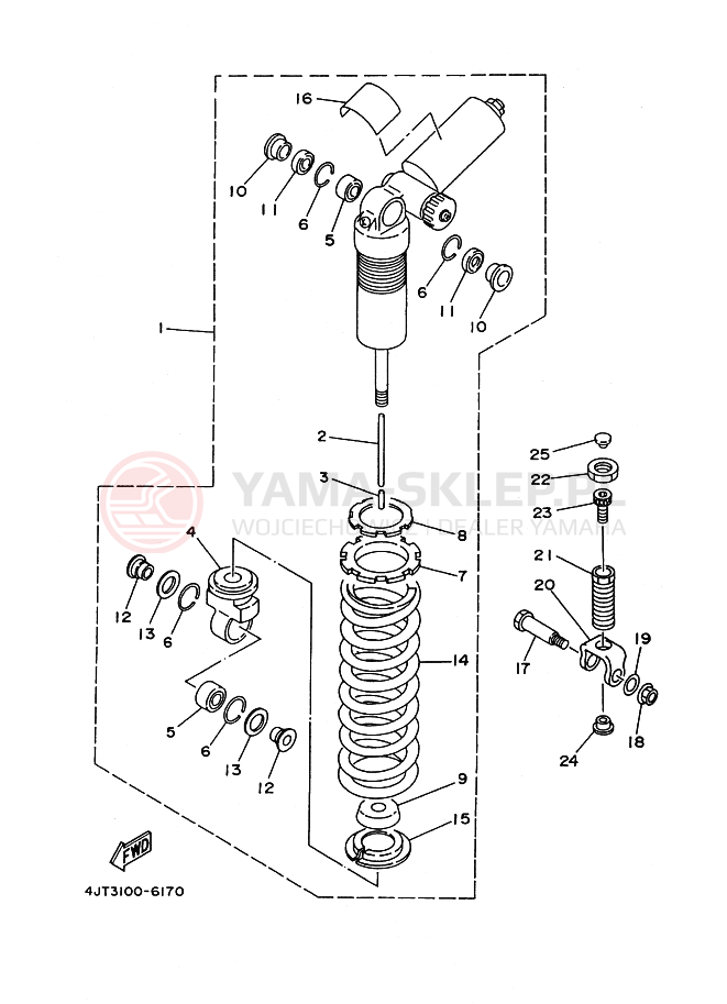 Schemat "zawieszenie tył" do Yamaha TZ125
