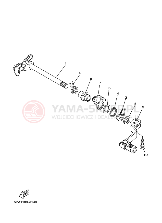 Schemat "Dźwignia zmiany biegów, wałek" do Yamaha YZ85
