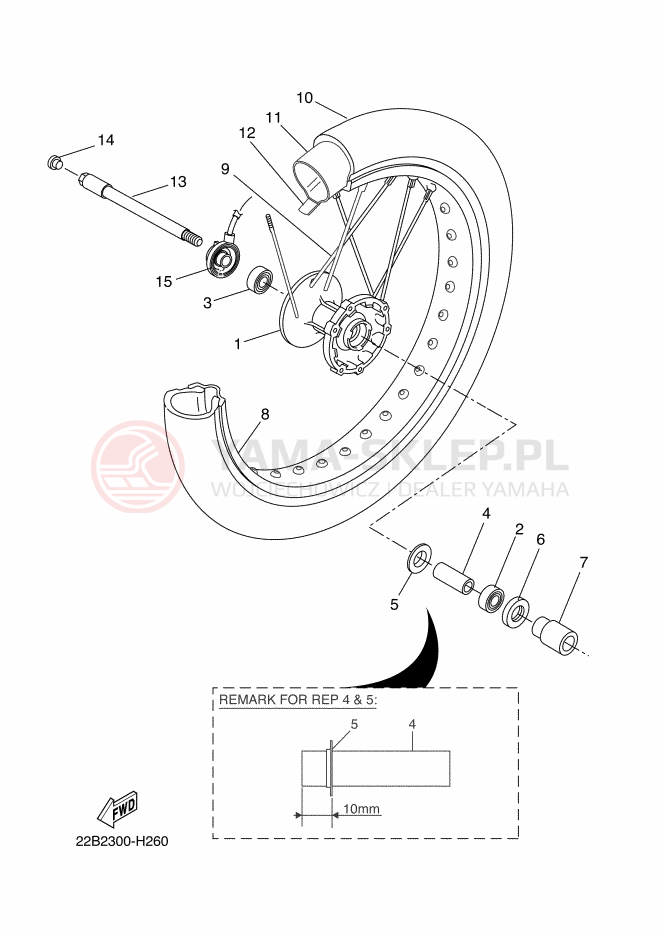 Schemat "Koło przód" do Yamaha WR125X