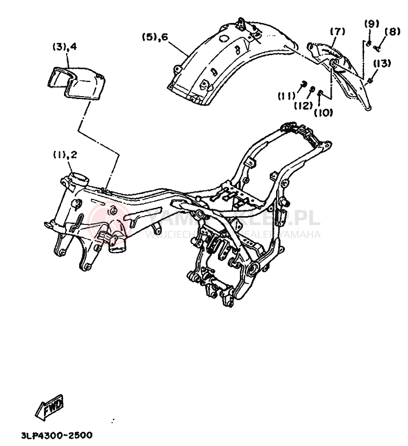 Schemat "Zawieszenie przód" do Yamaha XV1100 VIRAGO