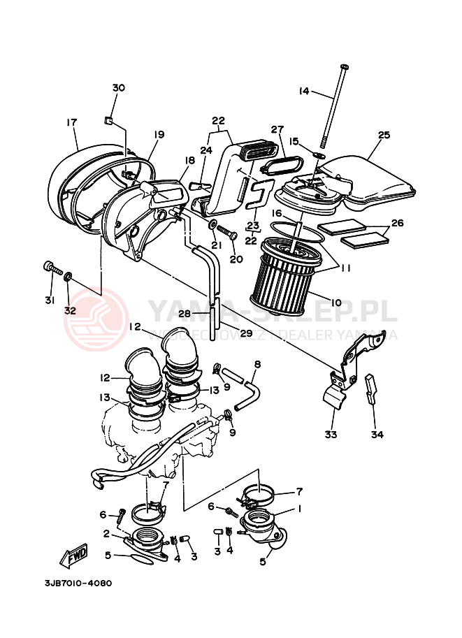Schemat "Wtrysk paliwa" do Yamaha XV400 VIRAGO