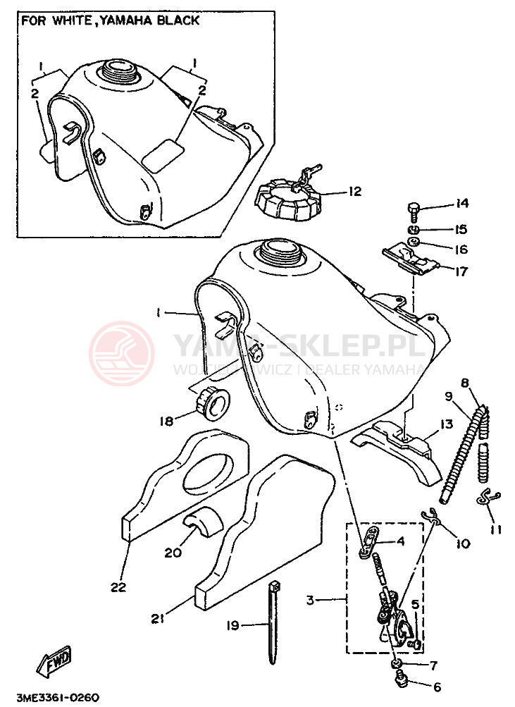 Schemat "zbiornik paliwa" do Yamaha DT125R