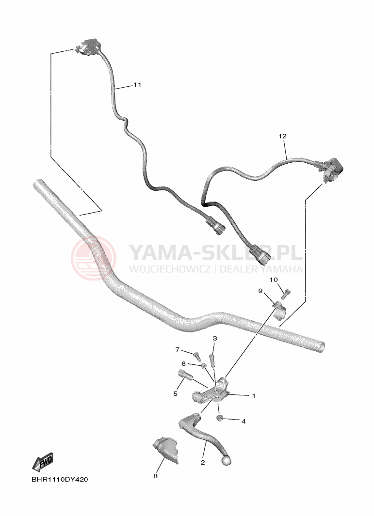 Schemat "Kierownica i osprzęt" do Yamaha YZ250F