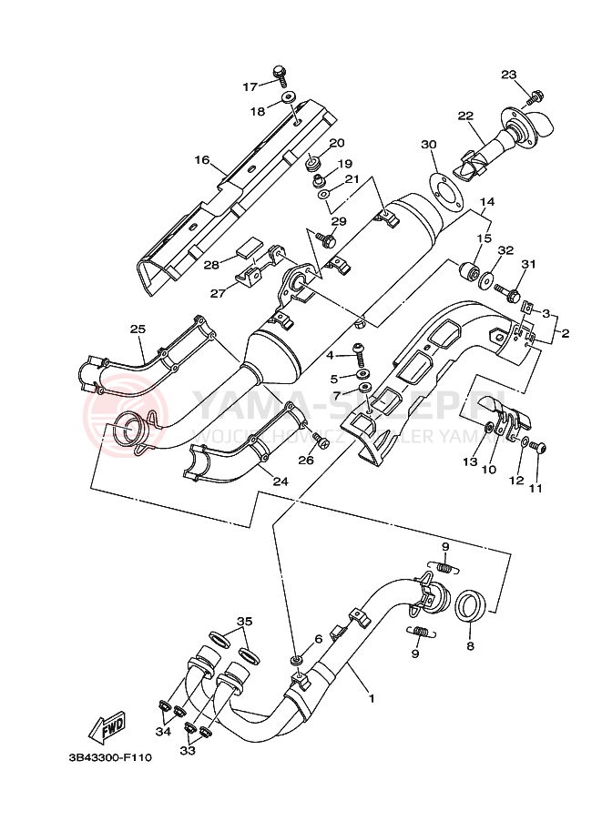 Schemat "Wydech końcowy" do Yamaha GRIZZLY 700 FI