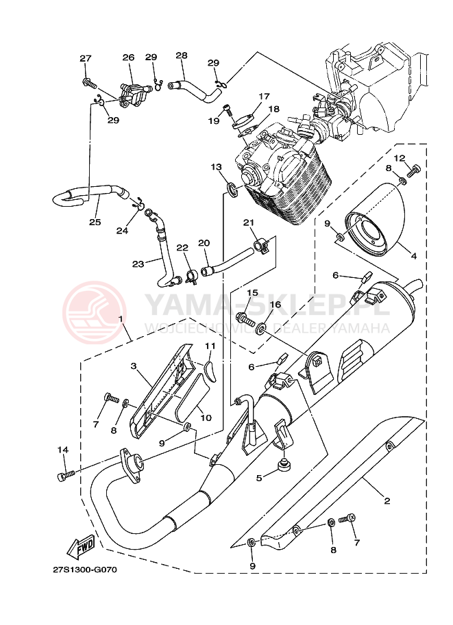 Schemat "Wydech końcowy" do Yamaha YBR125