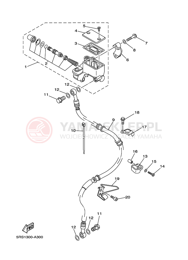 Schemat "Pompa hamulcowa przednia" do Yamaha TW125