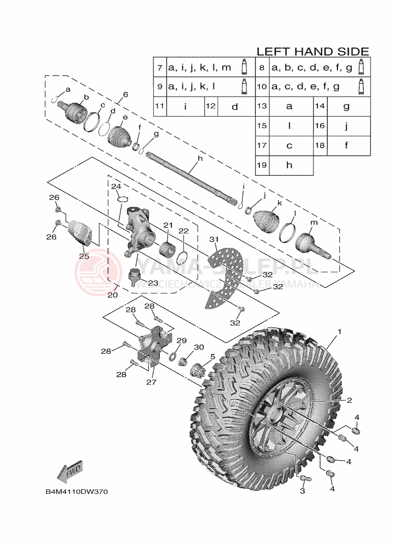 Schemat "Koło przód" do Yamaha WOLVERINE RMAX2 1000 R-SPEC