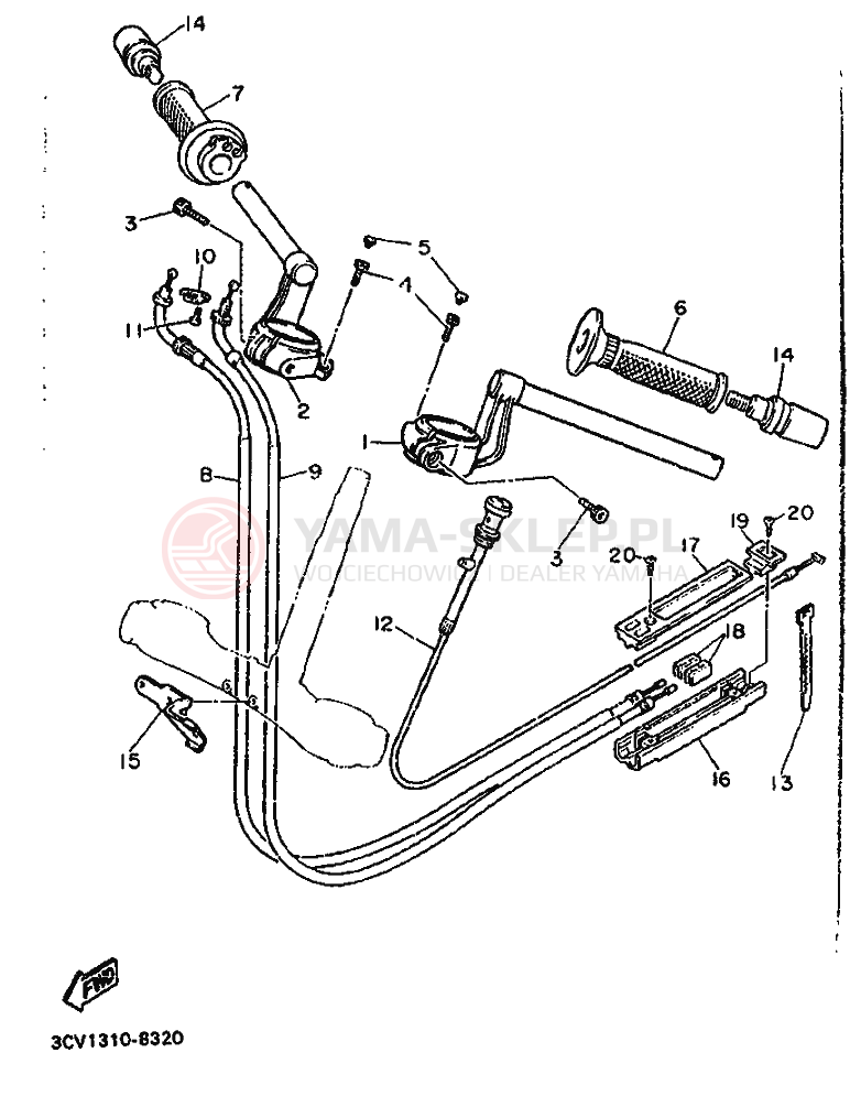 Schemat "Kierownica i osprzęt" do Yamaha FJ1200