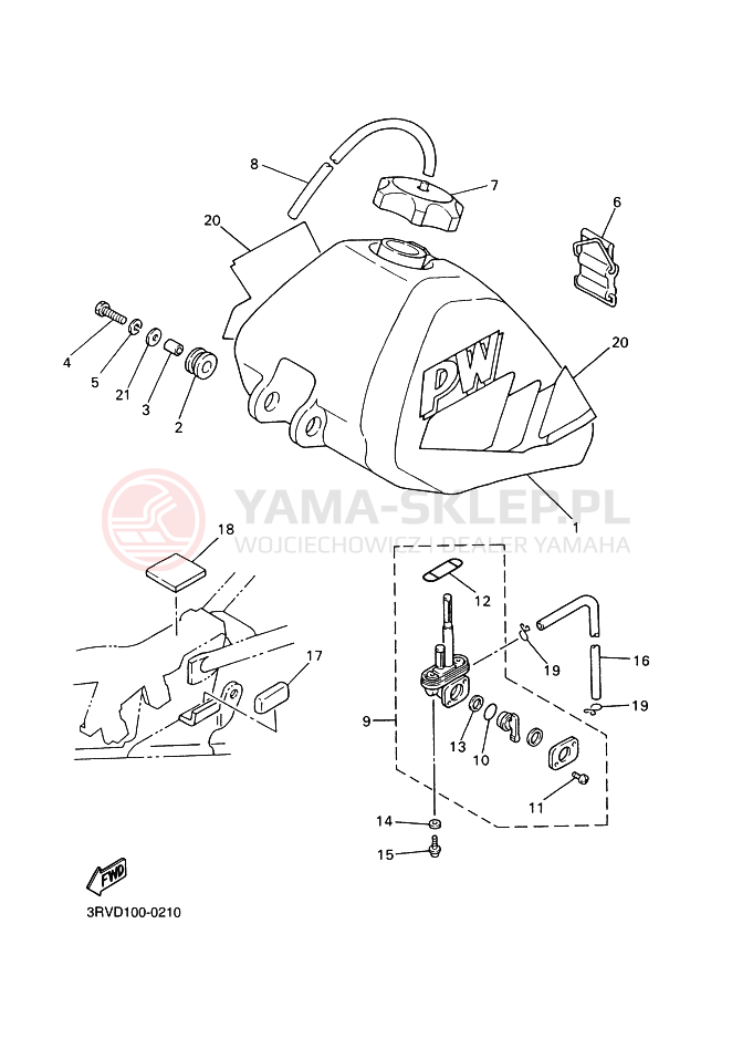 Schemat "zbiornik paliwa" do Yamaha PW80