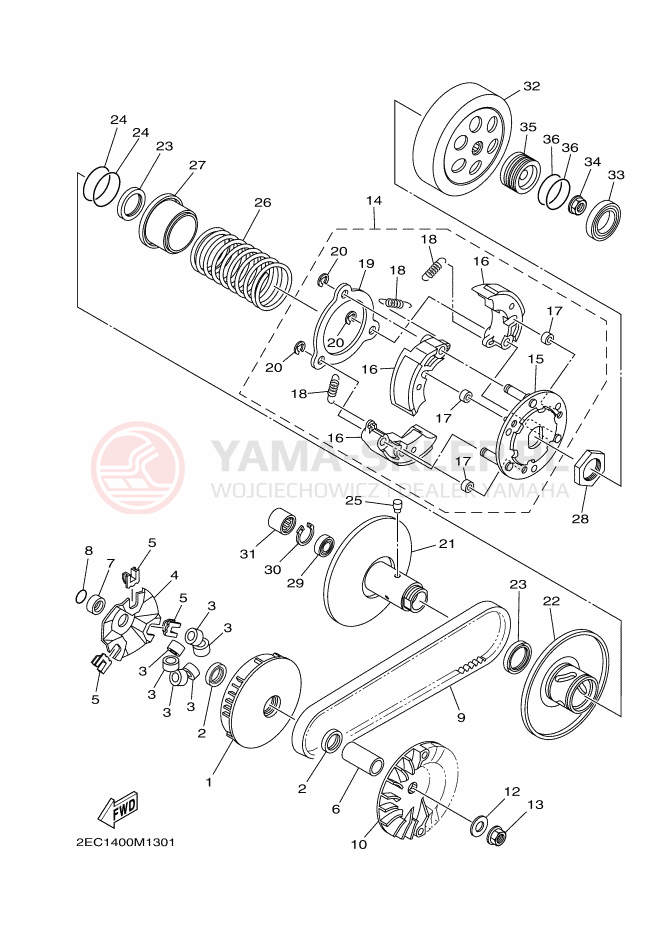 Schemat "sprzęgło" do Yamaha TRICITY 125