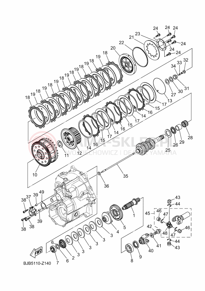 Schemat "sprzęgło" do Yamaha YXZ1000R