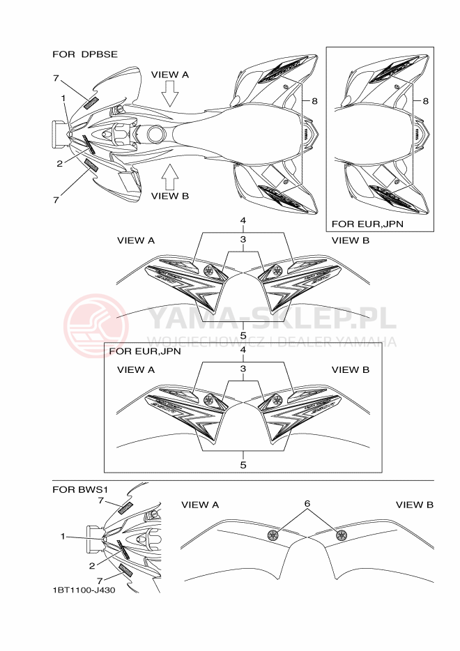 Schemat "naklejki" do Yamaha YFM250R