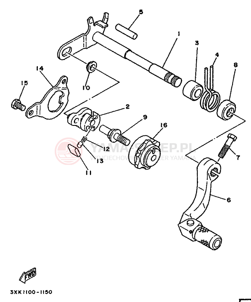 Schemat "ZMIANA BIEGÓW" do Yamaha WR250Z