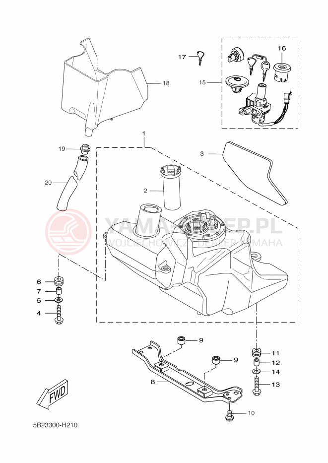 Schemat "zbiornik paliwa" do Yamaha XCITY