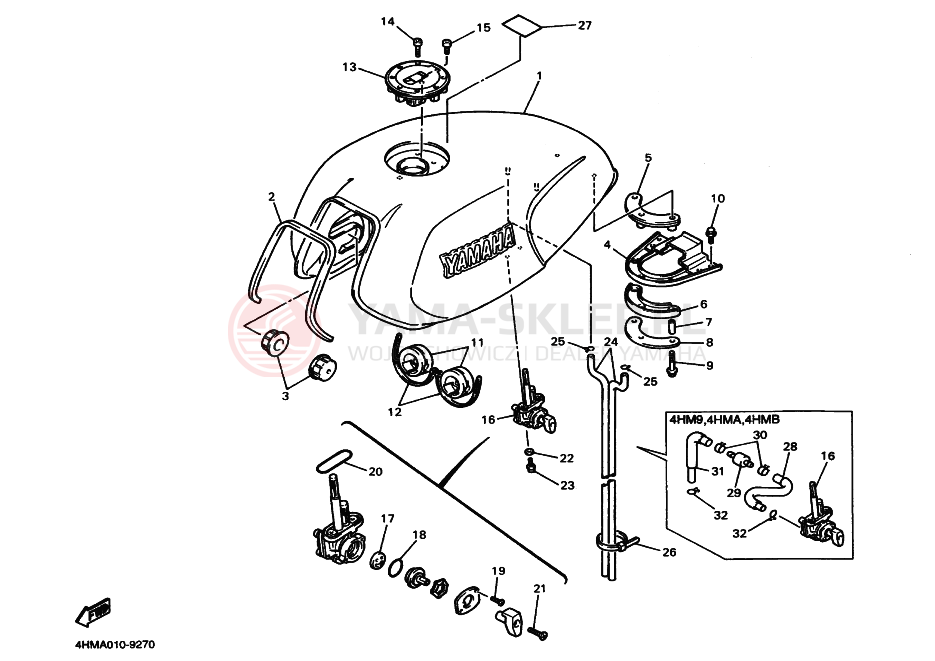 Schemat "zbiornik paliwa" do Yamaha XJR400