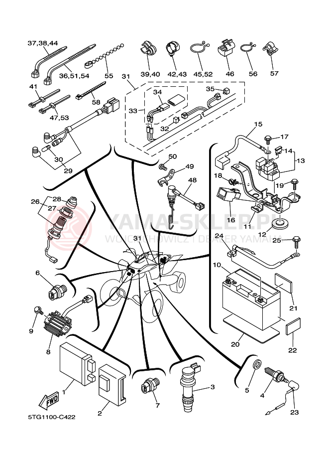 Schemat "układ elektryczny" do Yamaha YFZ450S