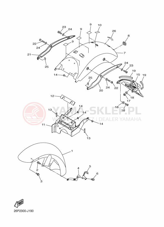 Schemat "błotnik" do Yamaha XVS950A
