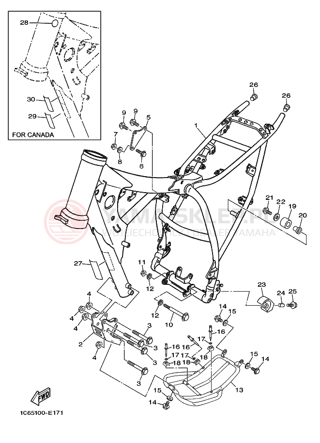 Schemat "rama" do Yamaha TT-R230 TTR230V