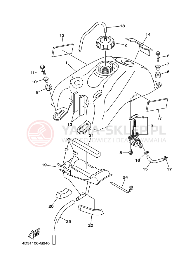 Schemat "zbiornik paliwa" do Yamaha YFM250R