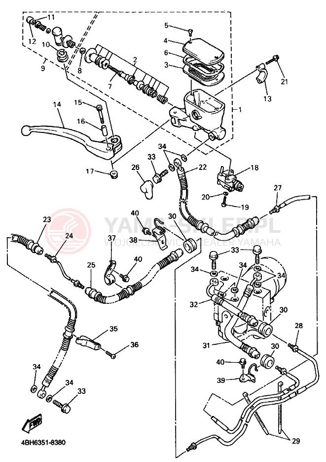 Schemat "Pompa hamulcowa przednia" do Yamaha GTS1000A