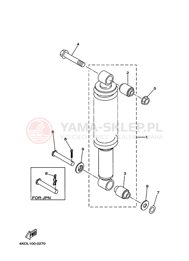 Schemat "zawieszenie tył" do Yamaha YFB250FW