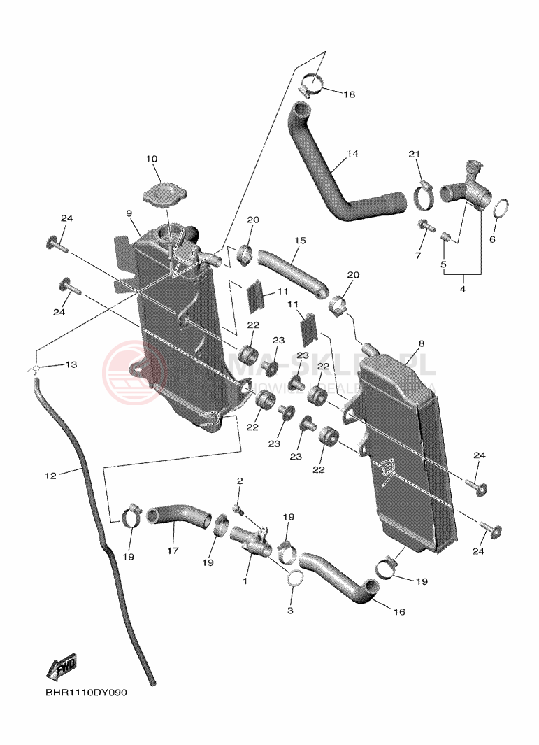 Schemat "Układ chlodzenia" do Yamaha YZ450F