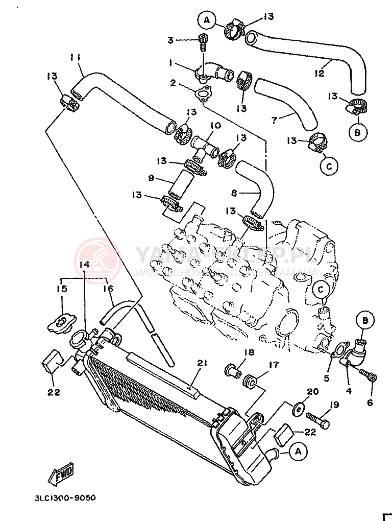 Schemat "Układ chlodzenia" do Yamaha TZ250