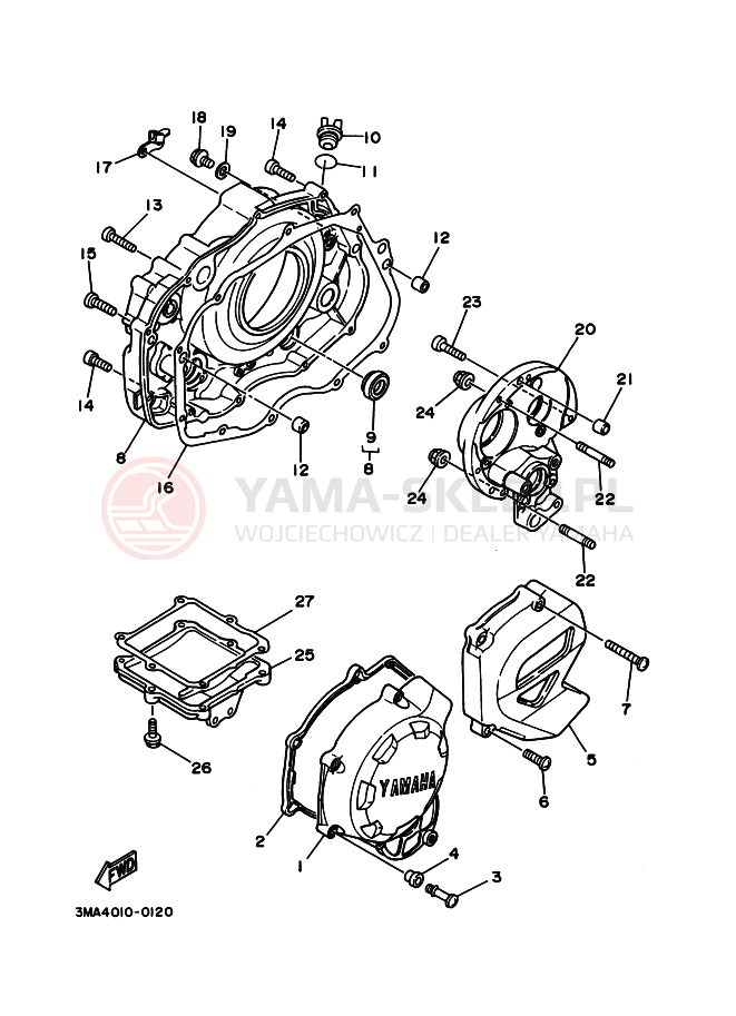 Schemat "Pokrywa silnika" do Yamaha TZR250SP